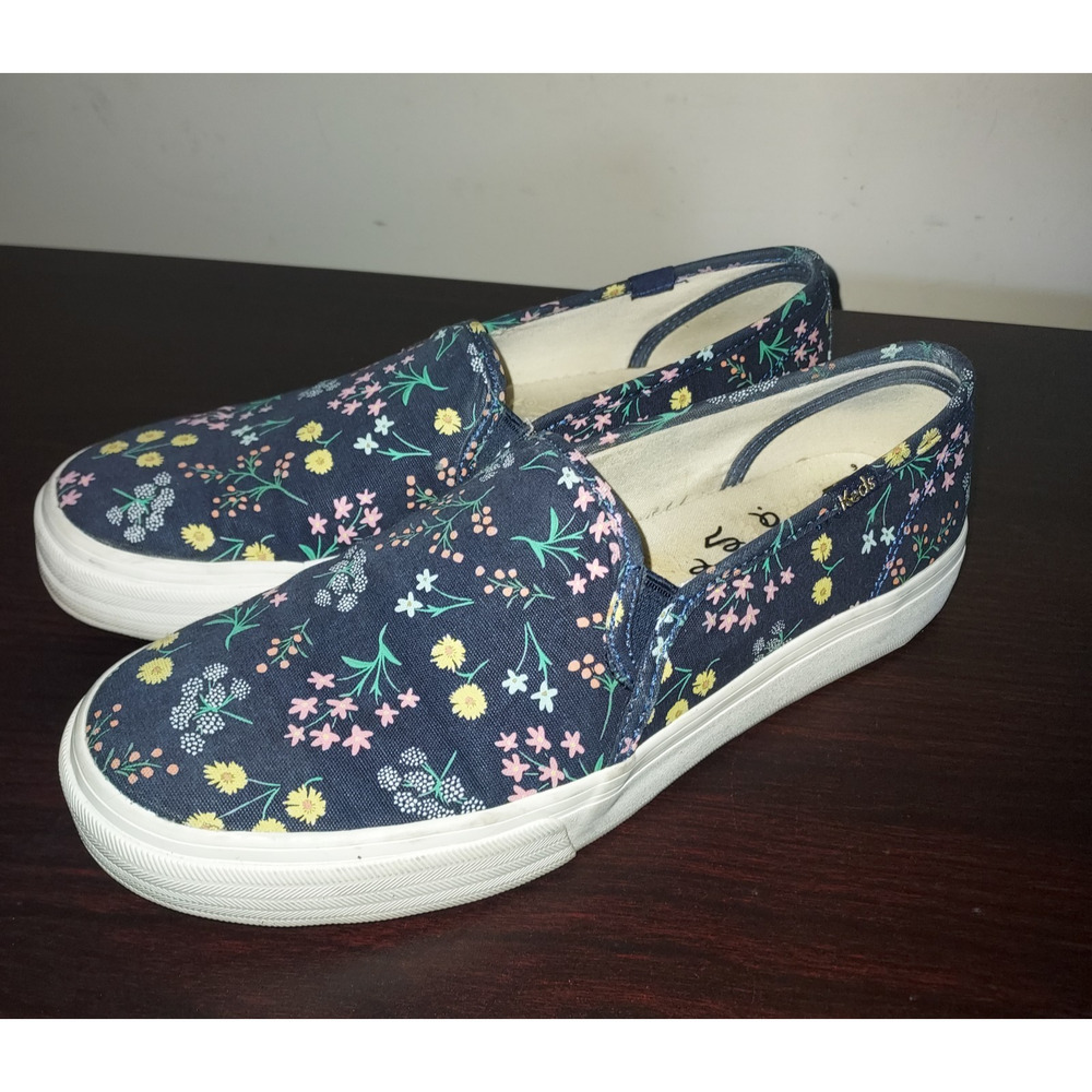 Keds Slip On Sneakers 8M Canvas Shoes Rifle Paper Co. Petite Fleurs Blue